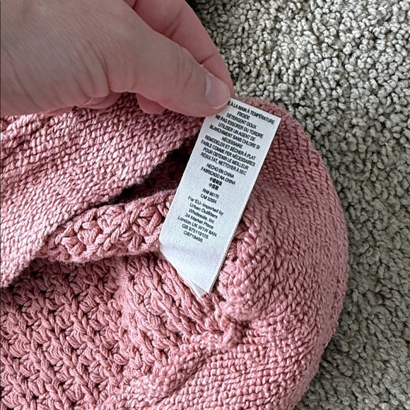 Free People Maybe Baby Pink Chunky Tie Back Bow Knit Oversized Sweater - Picture 8 of 10